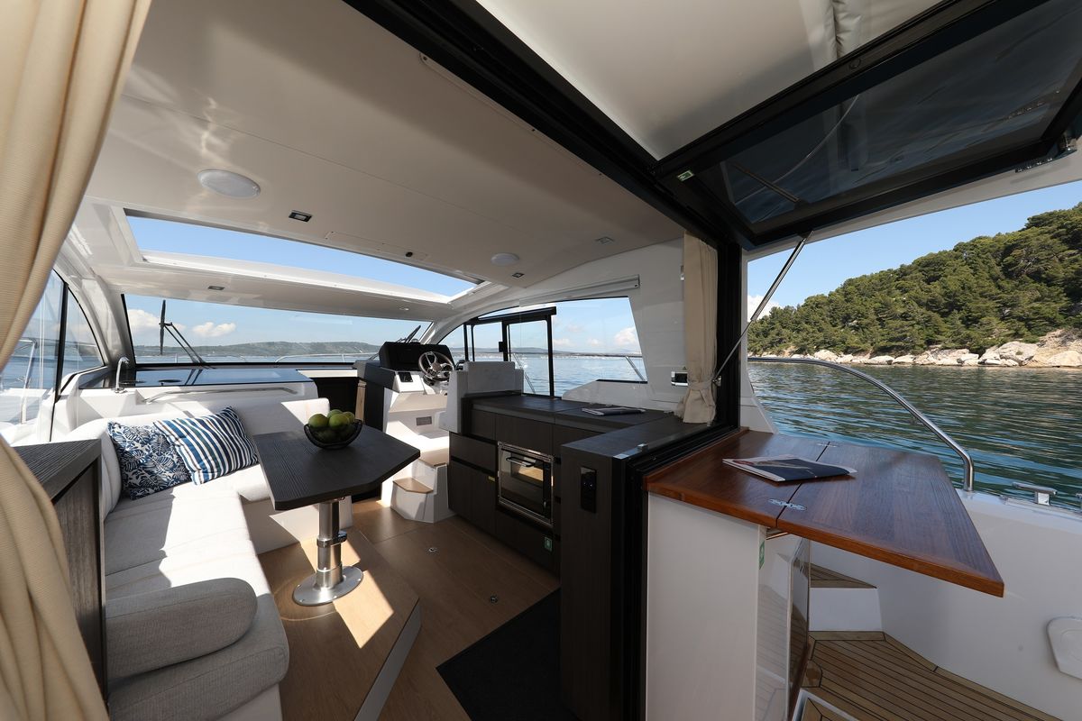 Salon of Stormi, a Sealine C335V motorboat at Grad Kaštela, Croatia