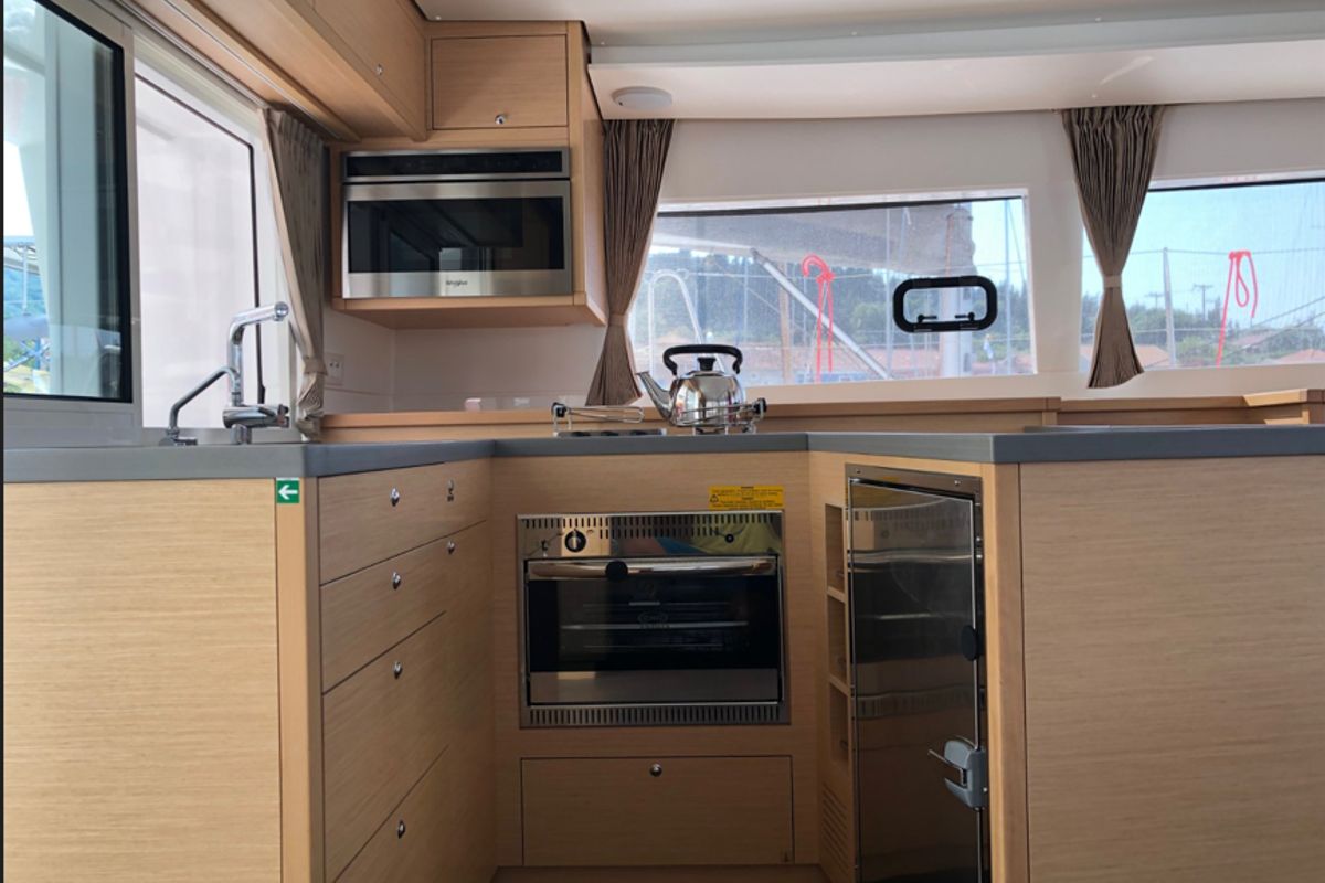 Galley of Aristofanis, a Lagoon 450 F catamaran at Municipal Unit of Lefkada, Greece