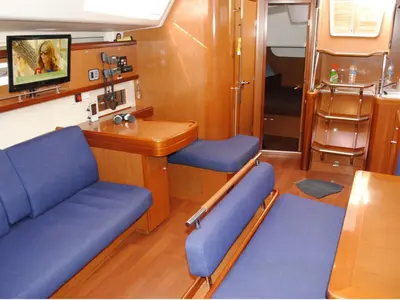 Salon of Sirena De Oro, a Beneteau Oceanis 54 sailboat at Municipal Unit of Palairos, Greece