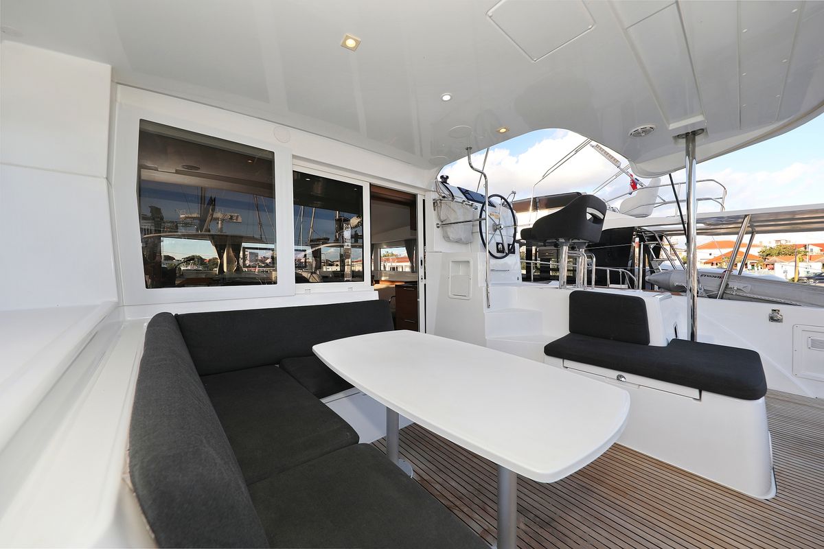 Deck of Mars, a Lagoon 40 catamaran at Grad Vodice, Croatia