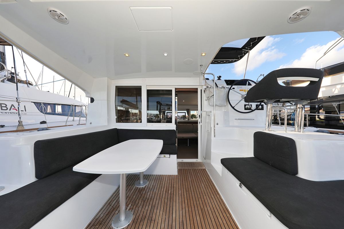 Deck of Mars, a Lagoon 40 catamaran at Grad Vodice, Croatia