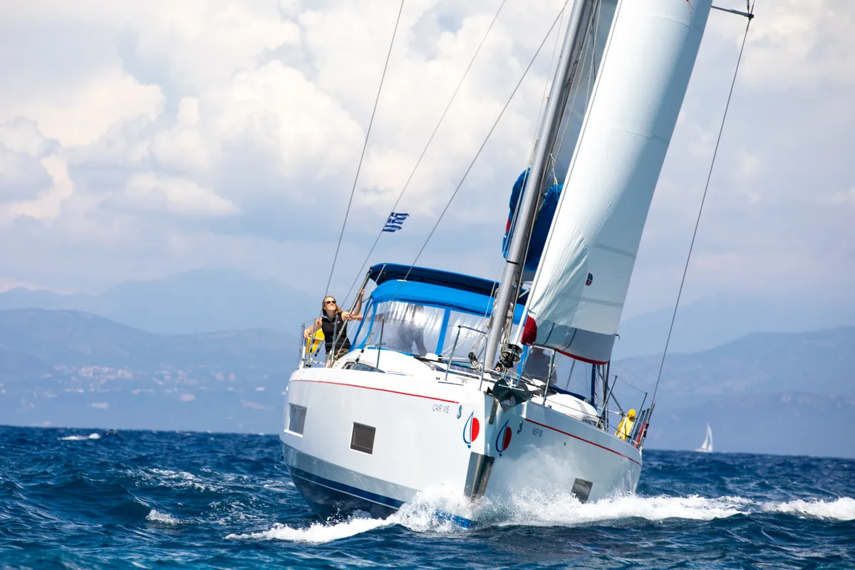 Exterior view of Sunsail 46.4 Premium, a Beneteau Oceanis 46.1 sailboat at Gouvia, Greece