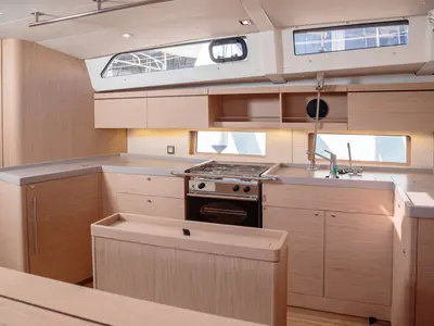Galley of Azalea, a Beneteau Oceanis 46.1 sailboat at Rosignano Solvay, Italy