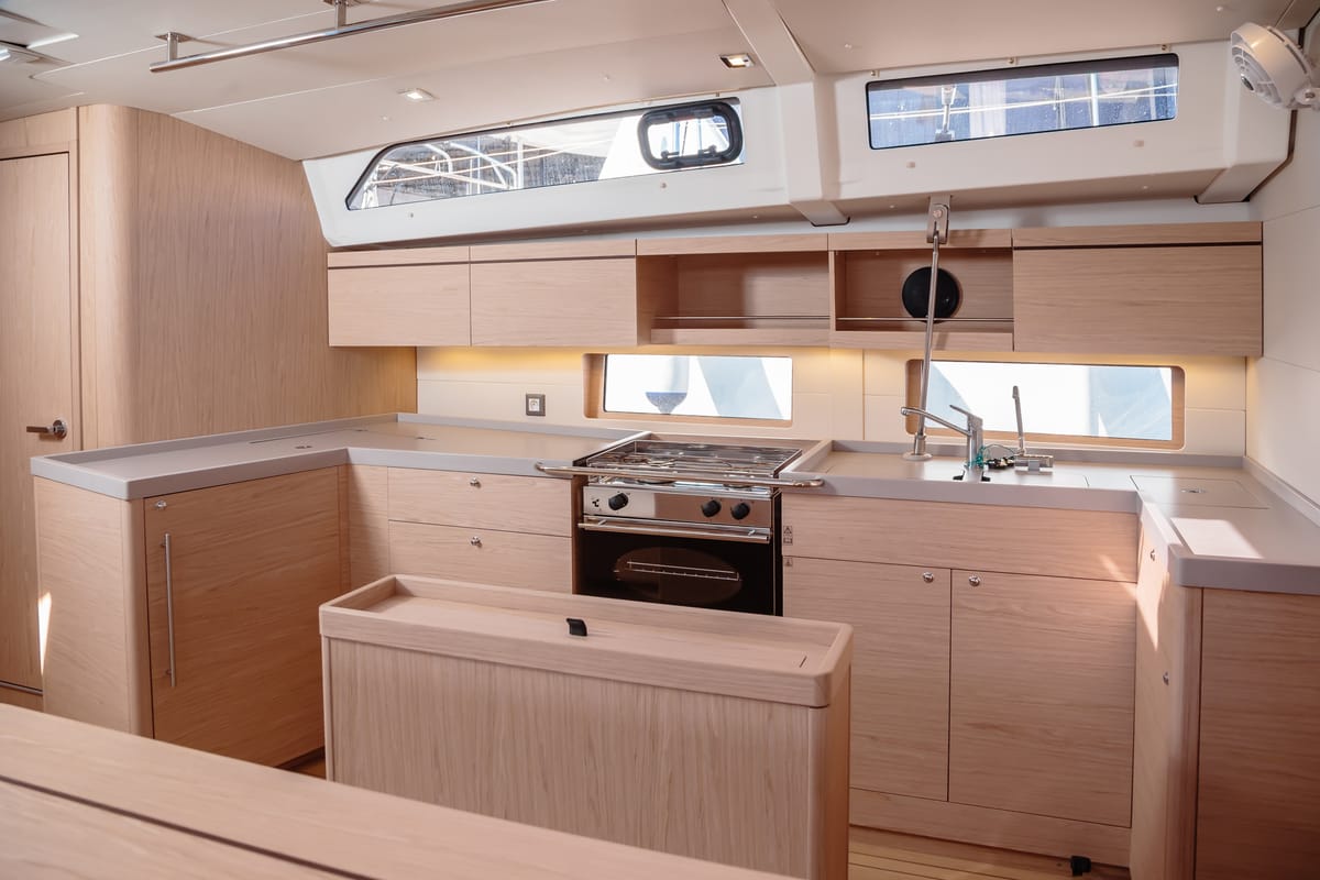 Galley of Azalea, a Beneteau Oceanis 46.1 sailboat at Rosignano Solvay, Italy