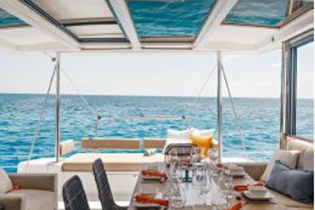 Salon of Kebifor, a Bali 4.2 catamaran at Municipal Unit of Palairos, Greece