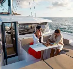 Deck of Kebifor, a Bali 4.2 catamaran at Municipal Unit of Palairos, Greece