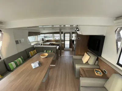 Salon of Kebifor, a Bali 4.2 catamaran at Municipal Unit of Palairos, Greece