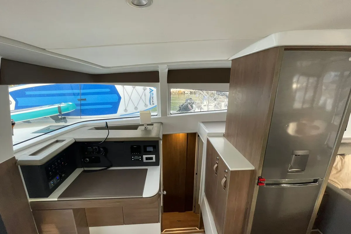 Cockpit of Kebifor, a Bali 4.2 catamaran at Municipal Unit of Palairos, Greece