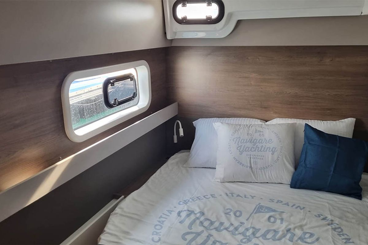 Cabin on Sunrise, a Bali Catspace catamaran at Seget Donji, Croatia