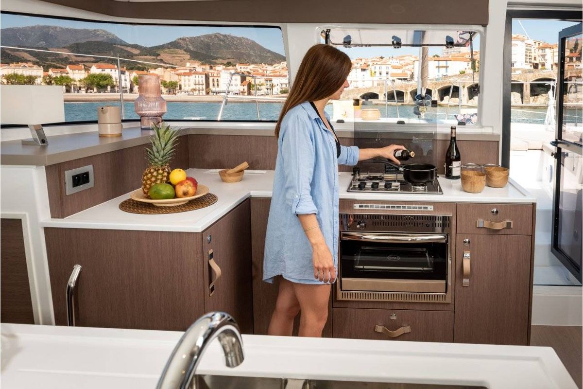 Galley of Melody of Love, a Bali 4.2 catamaran at Pirovac, Croatia