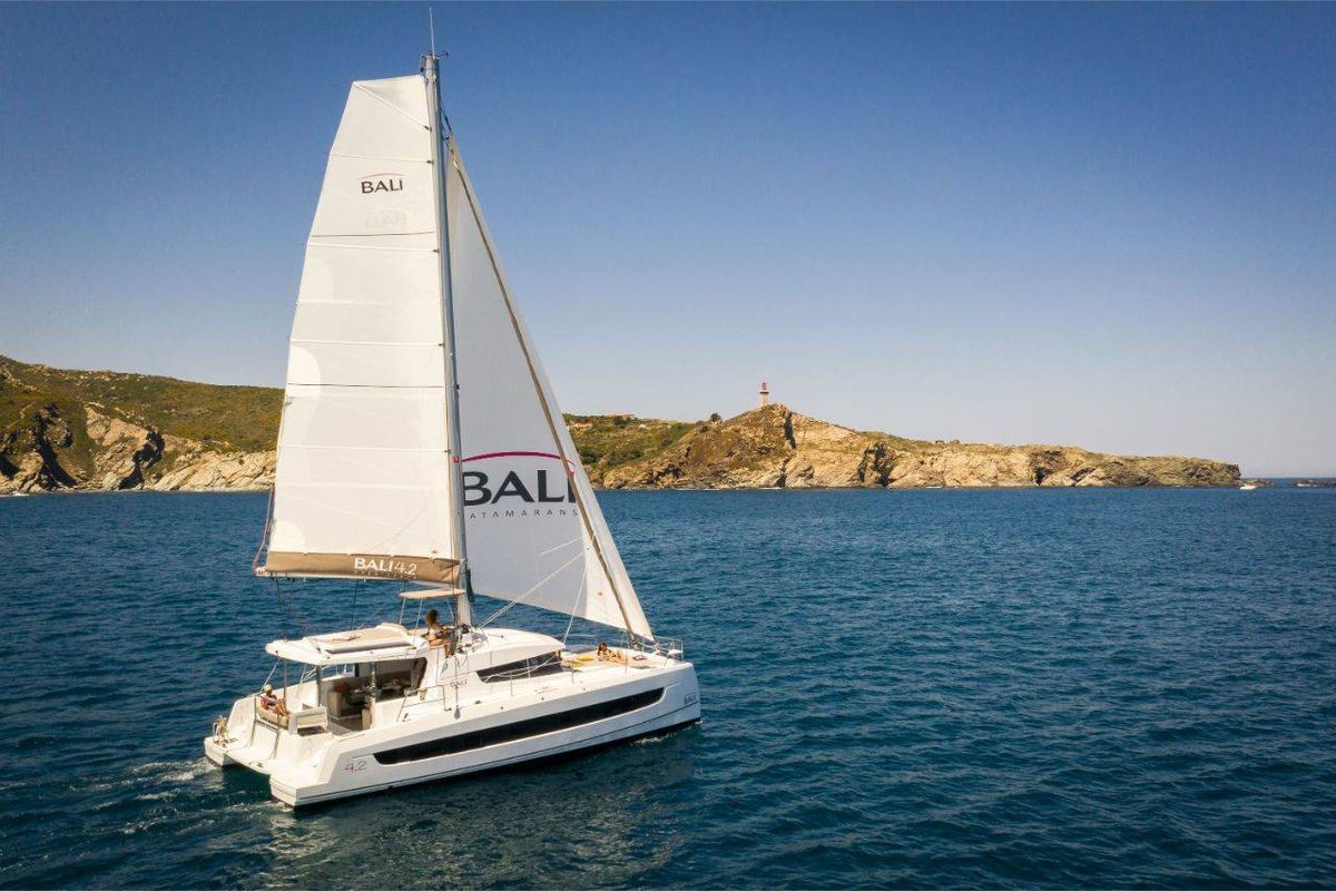 Exterior view of Melody of Love, a Bali 4.2 catamaran at Pirovac, Croatia