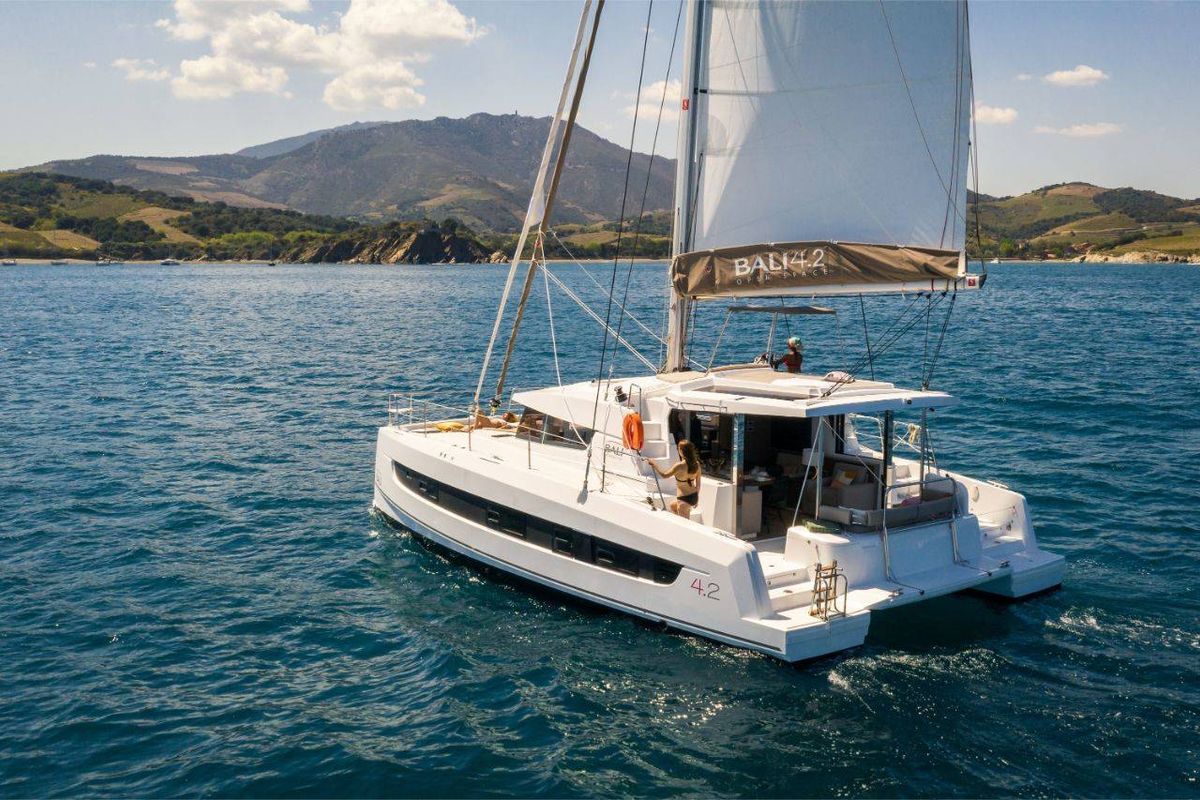 Exterior view of Melody of Love, a Bali 4.2 catamaran at Pirovac, Croatia