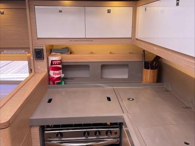 Galley of Shandy Breeze, a Dufour 470 sailboat at Road Town, British Virgin Islands