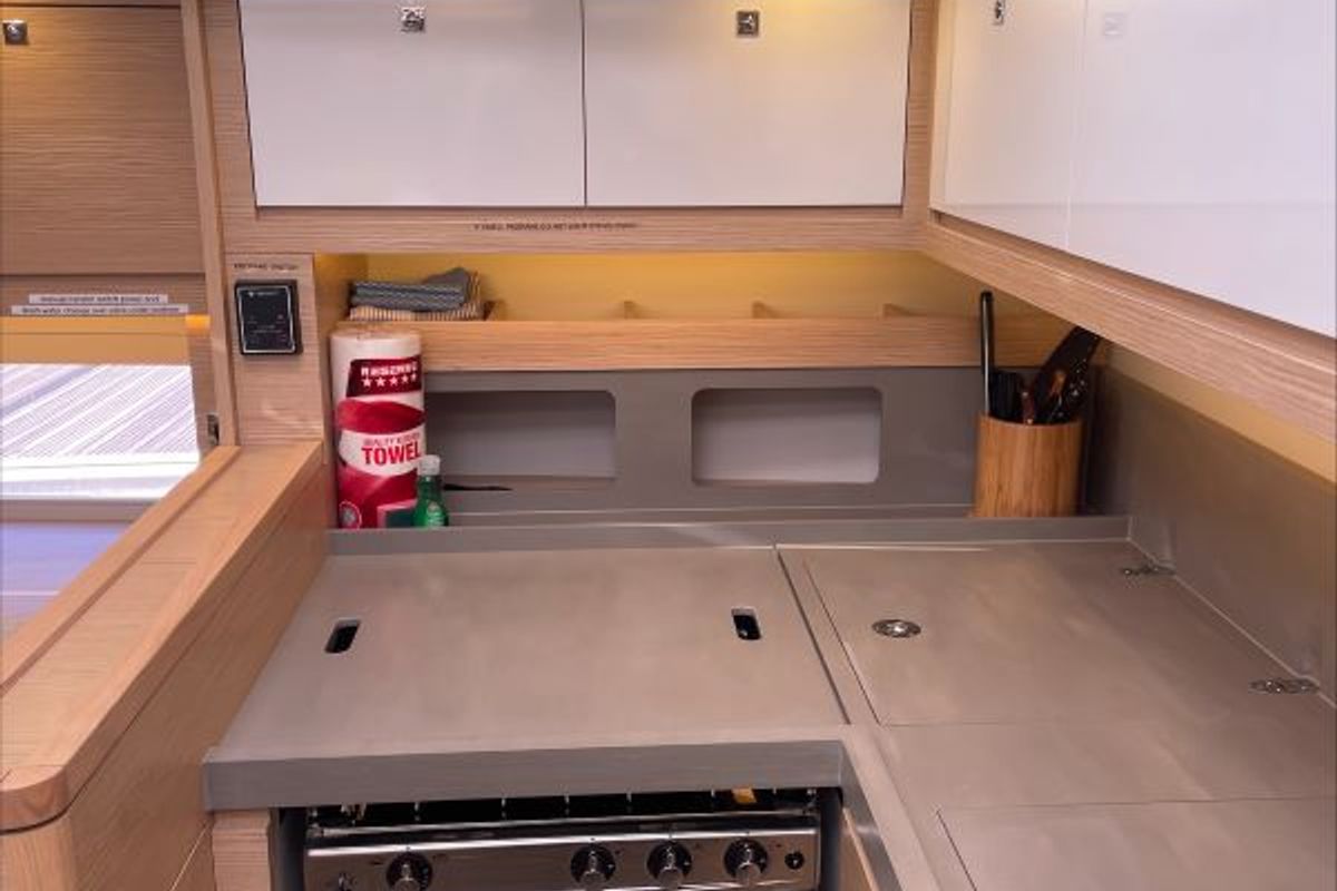 Galley of Shandy Breeze, a Dufour 470 sailboat at Road Town, British Virgin Islands