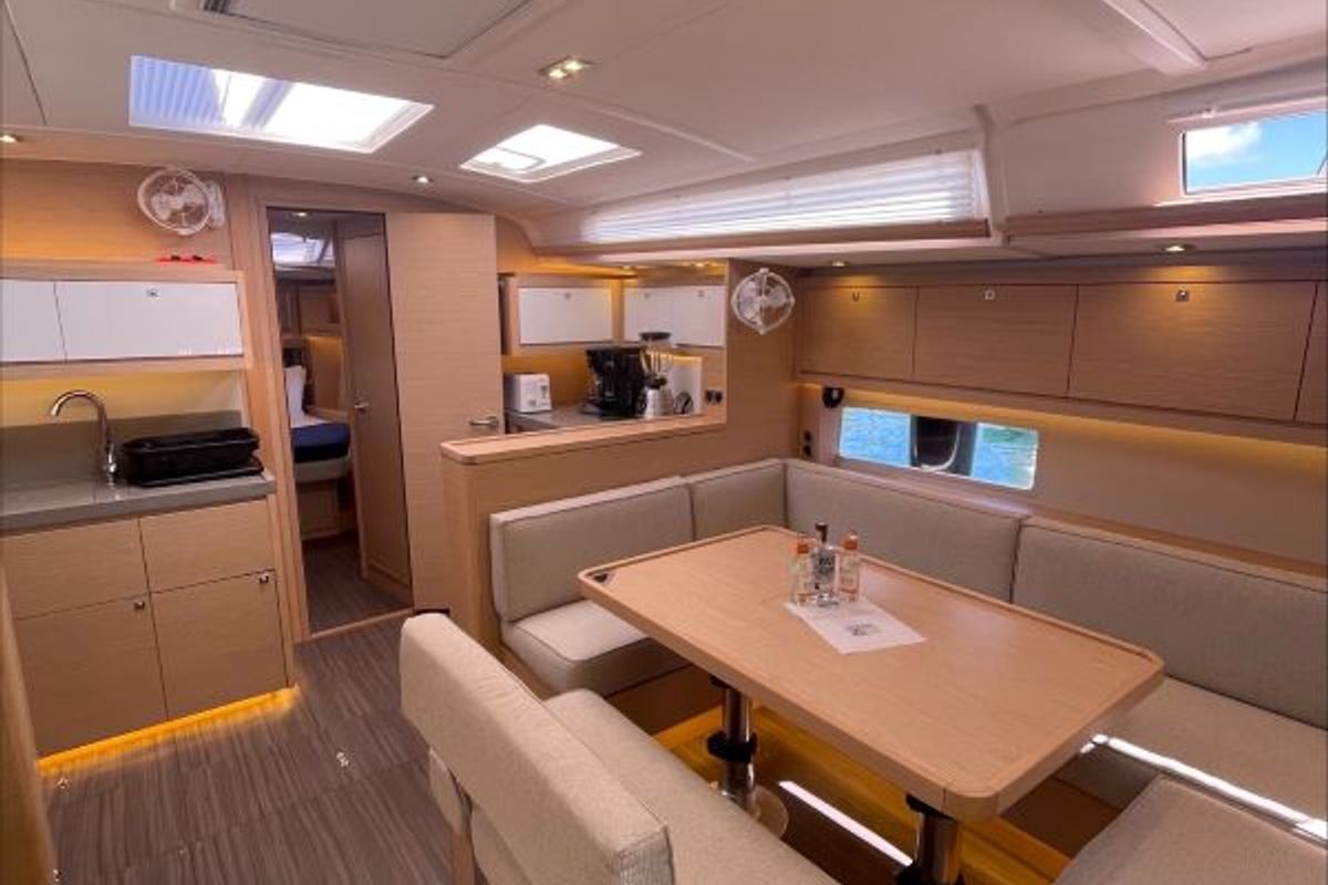 Salon of Shandy Breeze, a Dufour 470 sailboat at Road Town, British Virgin Islands