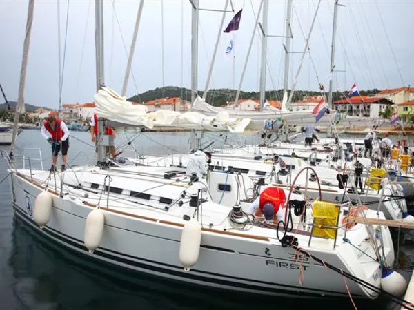 Deck of Gemini, a Beneteau First 35 sailboat at Jezera, Croatia
