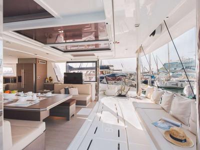 Salon of Maia, a Bali 5.4 catamaran at Salerno, Italy