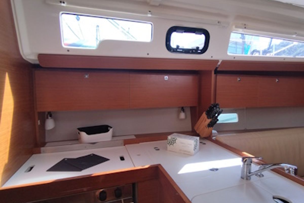 Galley of Else, a Dufour 360 GL sailboat at Olbia, Italy