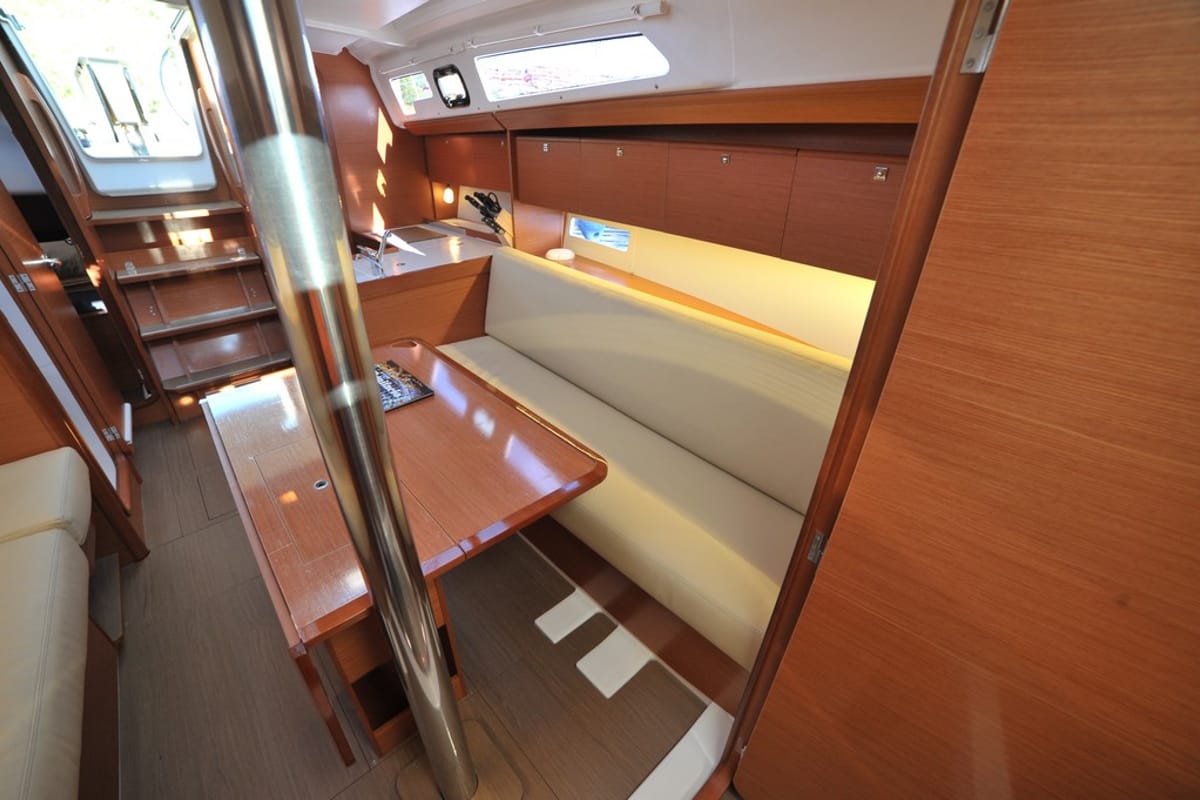 Salon of Else, a Dufour 360 GL sailboat at Olbia, Italy