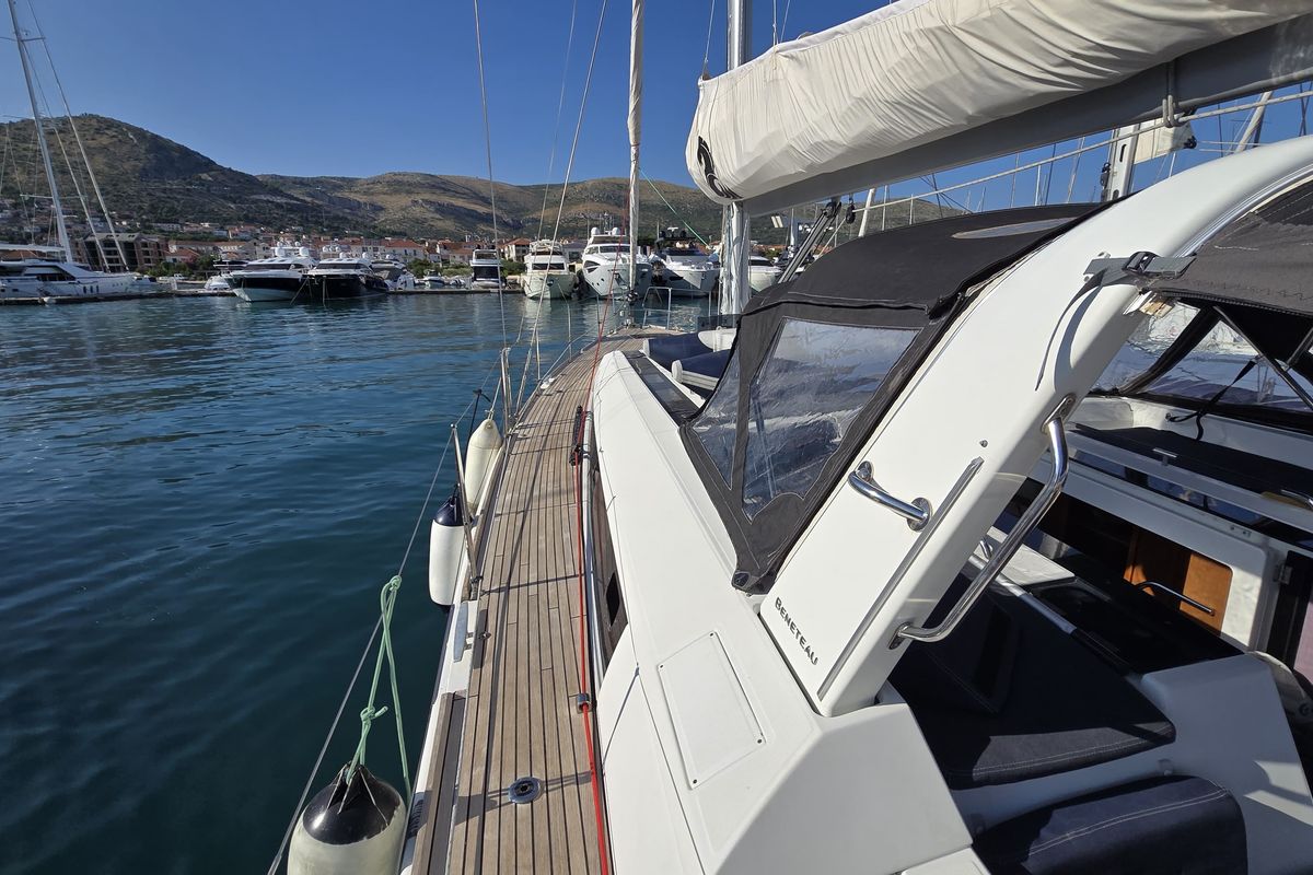 Deck of Esther, a Beneteau Oceanis 55 sailboat at Seget Donji, Croatia