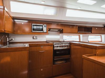 Galley of Esther, a Beneteau Oceanis 55 sailboat at Seget Donji, Croatia