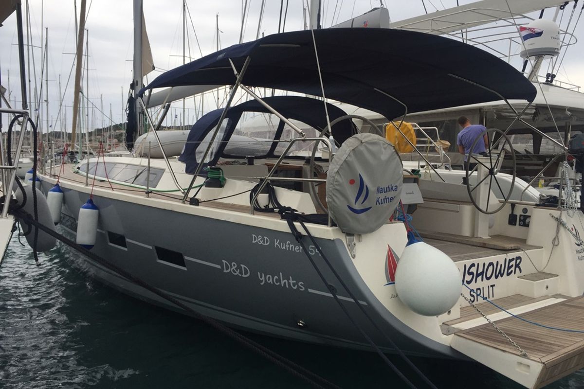 Exterior view of SUNSHOWER, a D&D Kufner 54 sailboat at Grad Trogir, Croatia