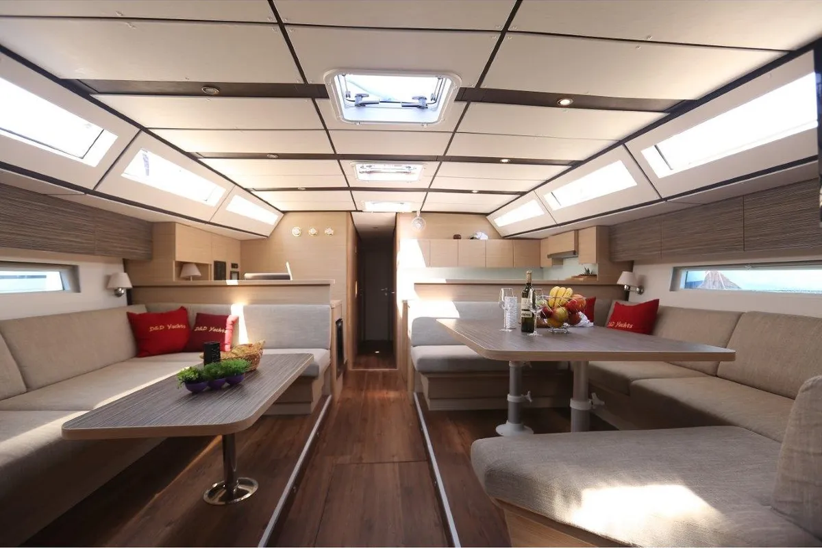 Salon of SUNSHOWER, a D&D Kufner 54 sailboat at Grad Trogir, Croatia