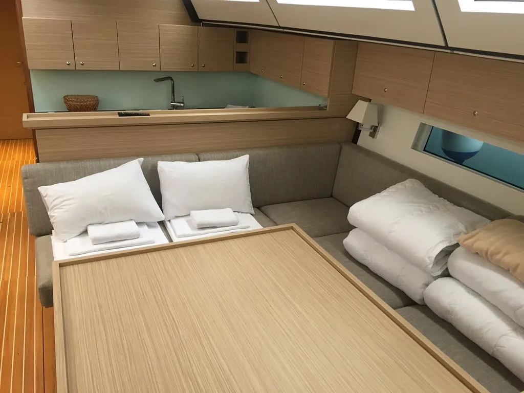 Salon of SUNSHOWER, a D&D Kufner 54 sailboat at Grad Trogir, Croatia