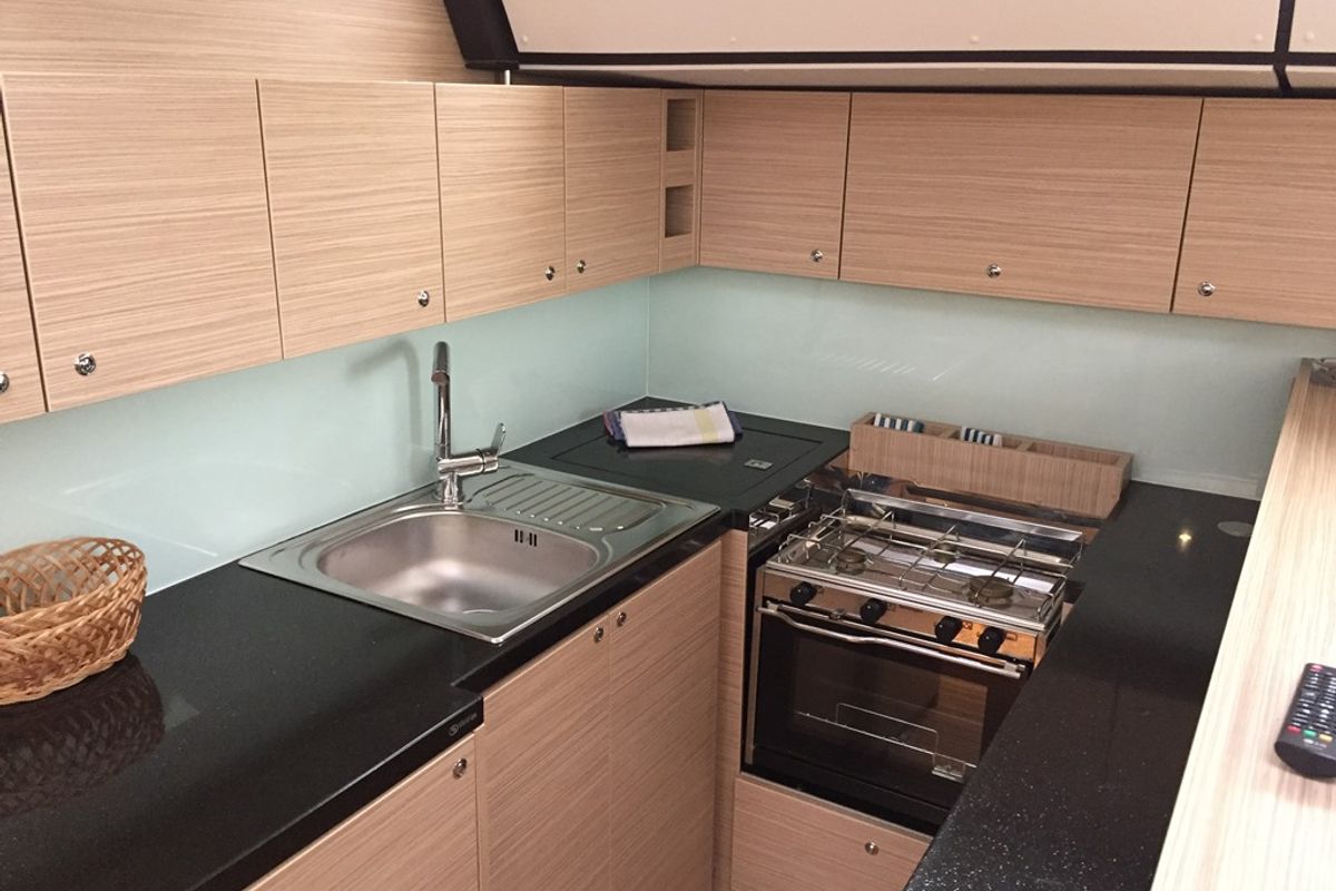 Galley of SUNSHOWER, a D&D Kufner 54 sailboat at Grad Trogir, Croatia