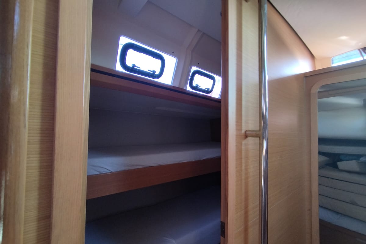 Cabin on Nakupenda, a Dufour 56 Exclusive sailboat at Olbia, Italy
