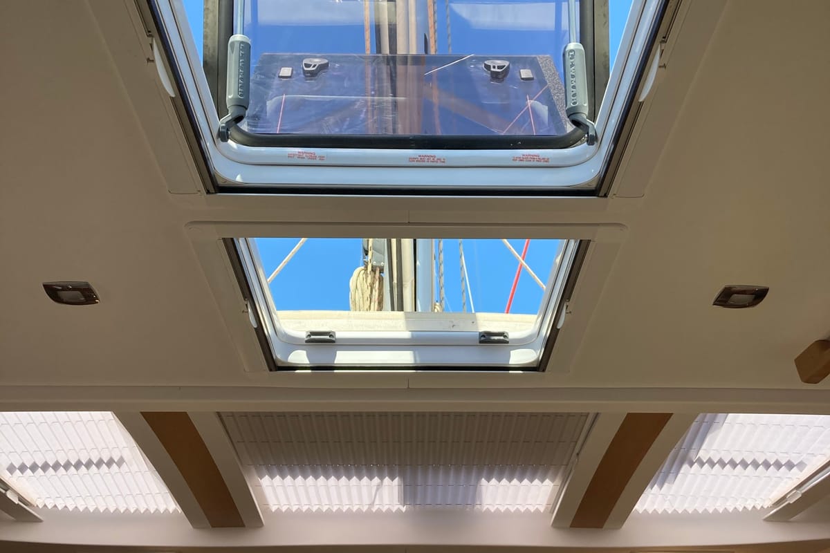 Salon of Nakupenda, a Dufour 56 Exclusive sailboat at Olbia, Italy