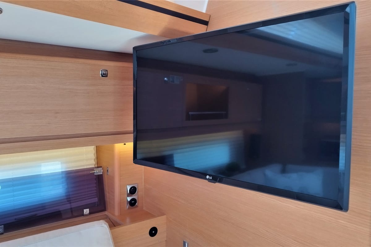 Salon of Nakupenda, a Dufour 56 Exclusive sailboat at Olbia, Italy