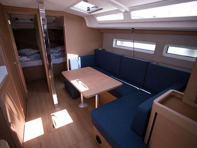Galley of Elle of Sweden, a Jeanneau Sun Odyssey 440 sailboat at Seget Donji, Croatia
