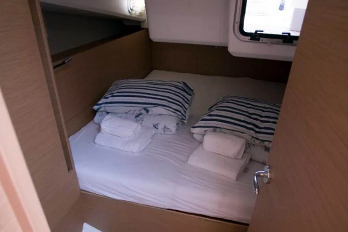 Cabin on Elle of Sweden, a Jeanneau Sun Odyssey 440 sailboat at Seget Donji, Croatia