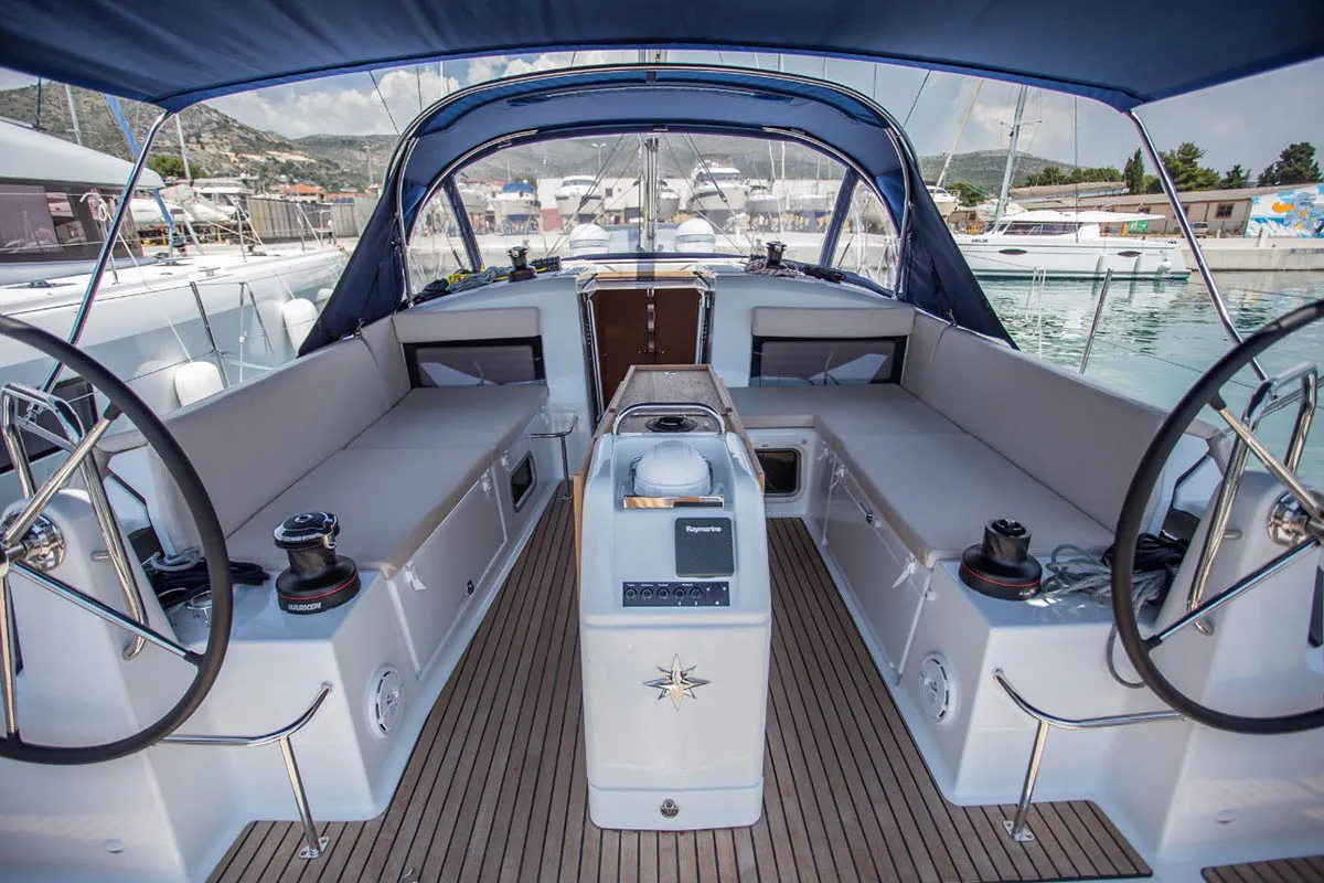 Salon of Elle of Sweden, a Jeanneau Sun Odyssey 440 sailboat at Seget Donji, Croatia