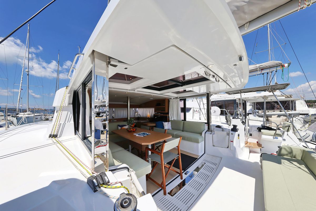 Salon of Aventurier, a Bali Catsmart catamaran at Grad Biograd na Moru, Croatia