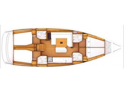 Floor plan of AF-SO469, a Jeanneau Sun Odyssey 469 sailboat at Athens, Greece