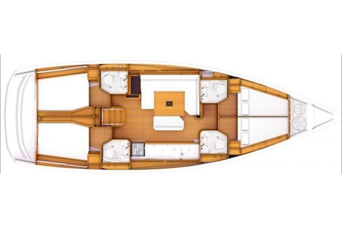 Floor plan of AF-SO469, a Jeanneau Sun Odyssey 469 sailboat at Athens, Greece