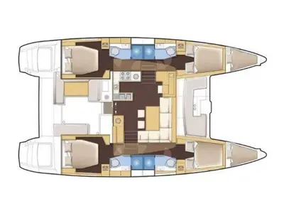 Floor plan of SILICIA, a Lagoon 450 Fly catamaran at Općina Sukošan, Croatia