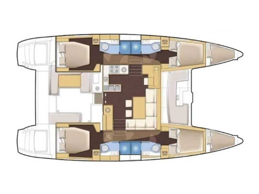 Floor plan of SILICIA, a Lagoon 450 Fly catamaran at Općina Sukošan, Croatia