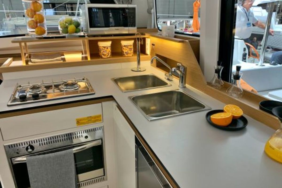 Galley of Carmelina, a Excess 11 catamaran at Fethiye, Turkey