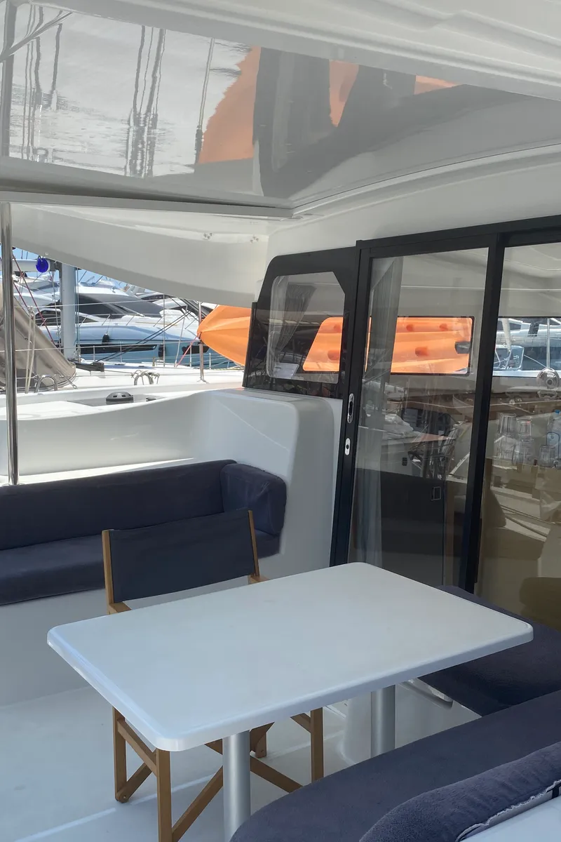 Deck of Carmelina, a Excess 11 catamaran at Fethiye, Turkey