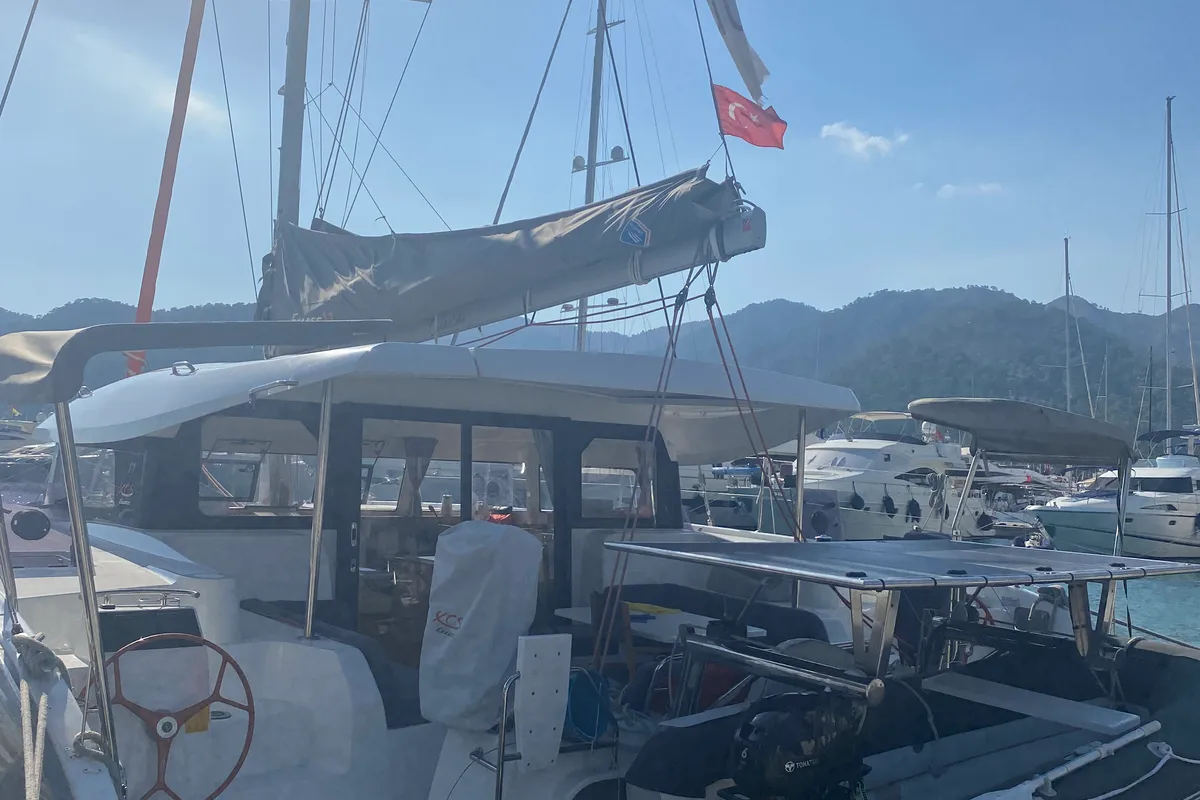Carmelina, a Excess 11 catamaran at Fethiye, Turkey