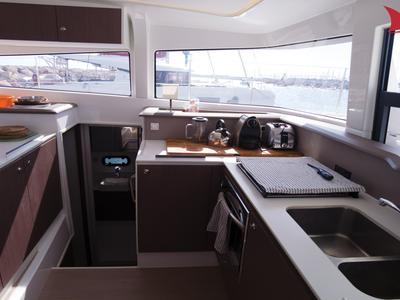Galley of Jane, a Bali 4.1 catamaran at Hyères, France