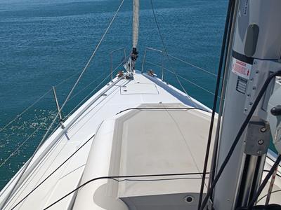 Deck of Bella, a Beneteau Oceanis 46.1 sailboat at Lavreotiki Municipal Unit, Greece