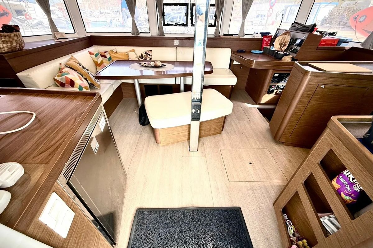 Salon of Melina, a Lagoon 42 catamaran at Pallini Municipal Unit, Greece