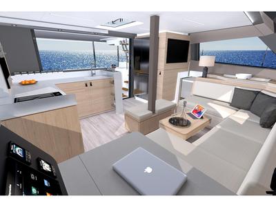 Salon of Le Villi, a Aventura Catamarans Aventura 45 catamaran at Sant Antoni de Portmany, Spain