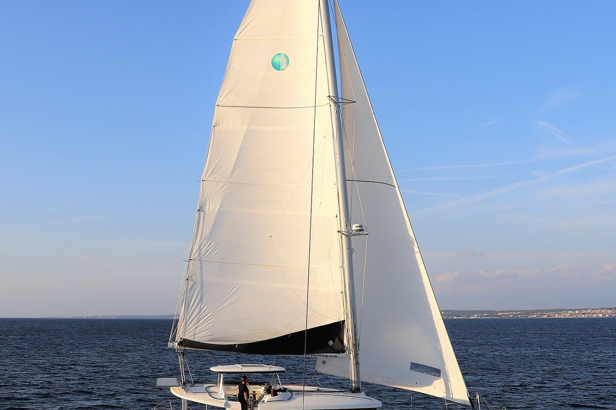 Exterior view of Michelangelo, a Lagoon 450 S catamaran at Zadar, Croatia