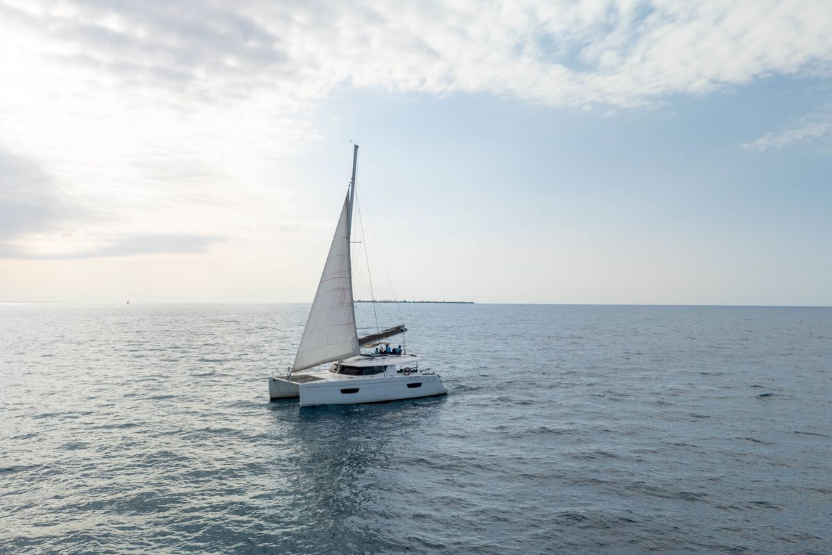 Exterior view of Knyps, a Fountaine Pajot Helia 44 - 4 + 2 cab. catamaran at Azam Marina, Tanzania