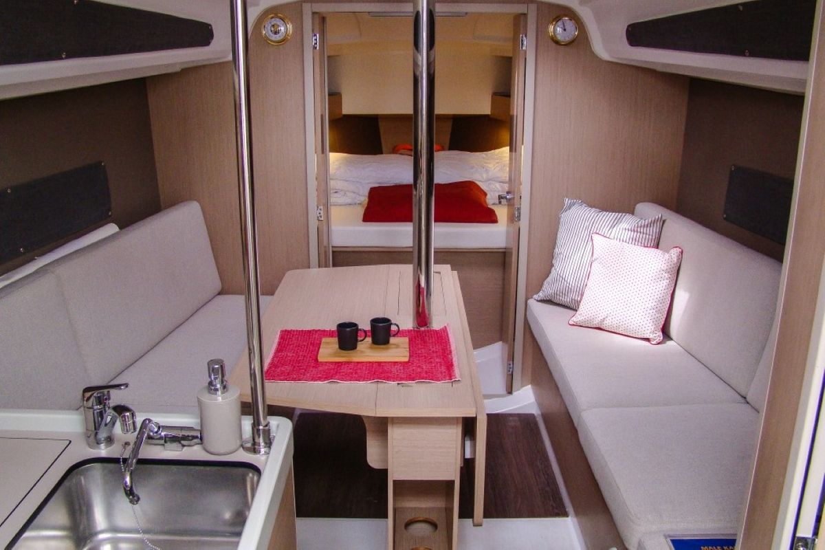 Salon of Mobula Zero, a Beneteau Oceanis 30.1 sailboat at Split, Croatia